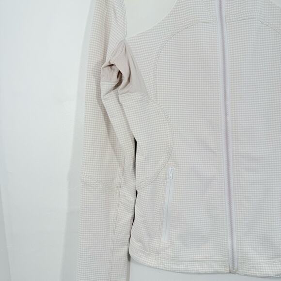 Lululemon Forme Jacket Dune Tan White Gingham Luon Zip Fitted Jacket 6 W4A92S - Picture 5 of 16